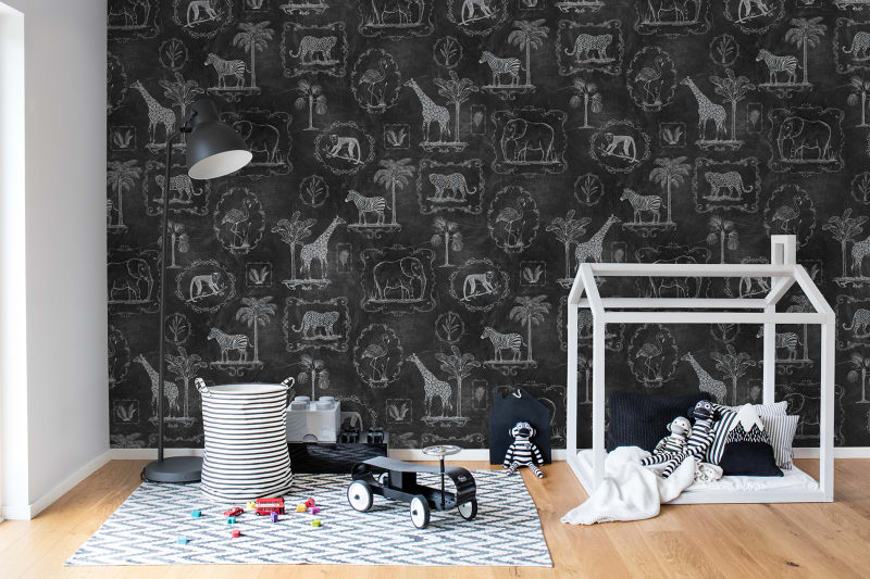 Tapetai Rebelwalls, home, Animal Party, Blackboard, R15273