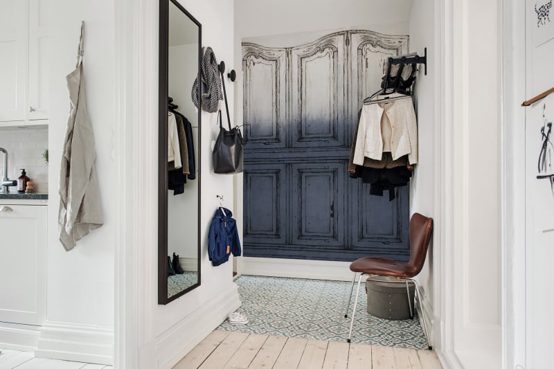 Tapetai rebelwalls, palette, Parisian Panels, Dip Dye Blue, R15602 interjere