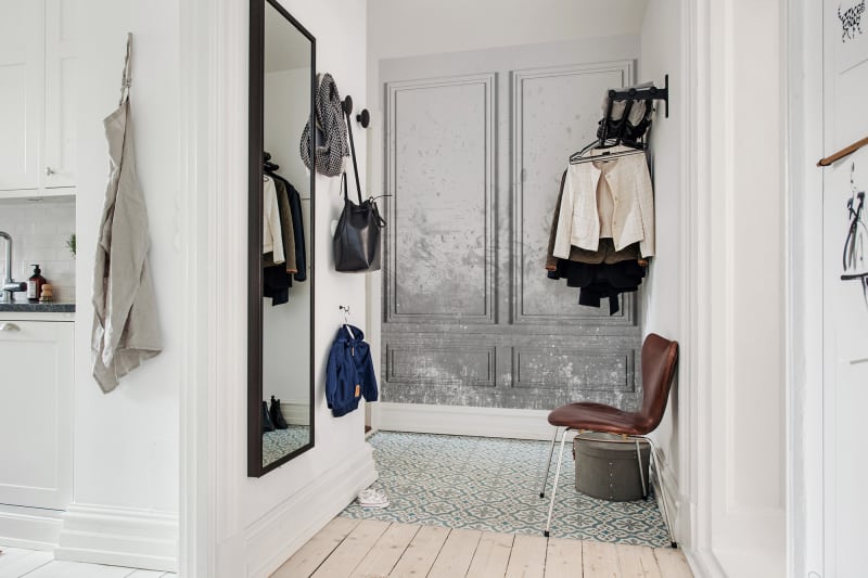 Tapetai rebelwalls, palette, Patinated Panels, Smoke, R15383 interjere