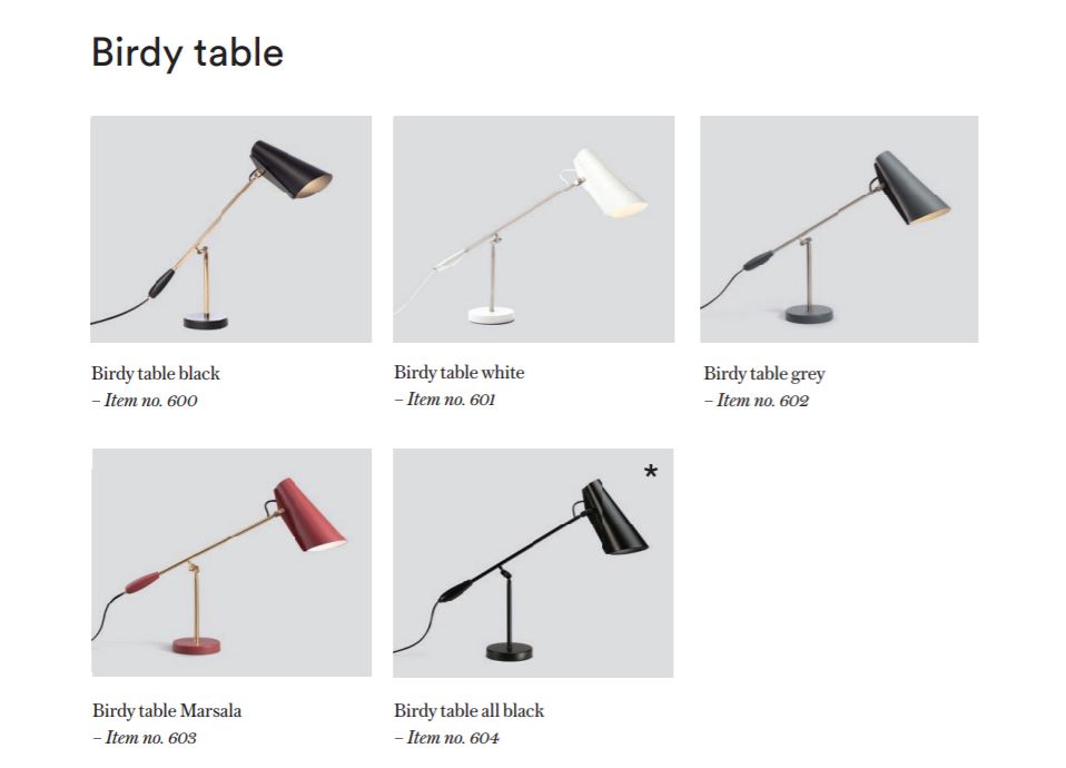 šviestuvas Birdy table visos spalvos
